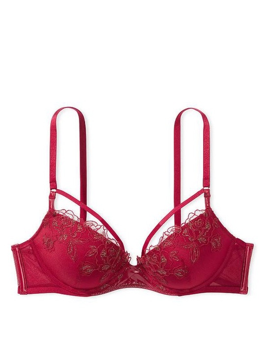 Victoria's Secret Other - Victoria’s Secret Very Sexy Push-Up Bra 36D Red Lace Embroidered Mesh Valentine